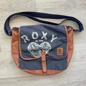 Roxy Two Tone Linen & Cotton Denim Crossbody Messenger Bag
